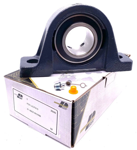 UCP210 Housing And Bearing Assembly UC210 And P210 50 Mm For Tough As Nails Heavy Duty Industrial Gear displayed on box