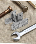Concealed stainless steel hinge hardware set with mounting plates for indoor/outdoor use; heavy-load