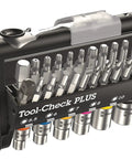 Tool-Check Plus Bit Ratchet Set With Sockets Metric For Quick Fixes And Everyday Projects, showing ray of precision bits