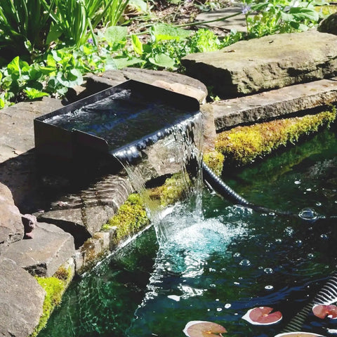 Pond Waterfall With Pump Kit 304 Stainless Steel Spillway Easy Install 40W 660GPH Pump 9.8Ft Corrugated Tubing in garden