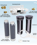 Spot Free DI Water Car Wash System Kit components with dual DI housings, cartridges, mounting bracket, and flow regulator