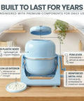 Compact Manual Portable Washing Machine For Apartments And Rvs No Hookups Required Countertop Mini Clothes Washer Fast Fresh Threads Spin Cycle For Tiny Homes And Everyday Laundry Needs Blue with POM lever and ABS plastic body.
