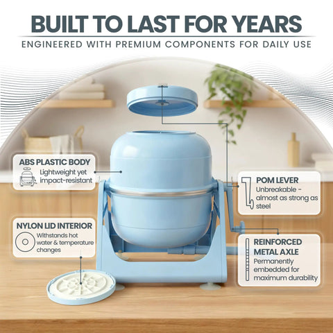 Compact Manual Portable Washing Machine For Apartments And Rvs No Hookups Required Countertop Mini Clothes Washer Fast Fresh Threads Spin Cycle For Tiny Homes And Everyday Laundry Needs Blue with POM lever and ABS plastic body.