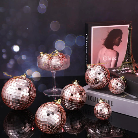 Bulk 50 Pieces Rose Gold Foam Mirror Disco Balls Set For Hanging Party Decor And Home Club Vibe Reflective Orb Ornaments