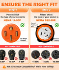 50 Amp RV Power Cord 15 Ft 14-50P To SS2-50R Heavy Duty Generator Extension Cable For Campground Hookups 6/3 And 8/1 Gauge STW Copper With PVC Jacket Weather Resistant compatibility guide with NEMA plugs