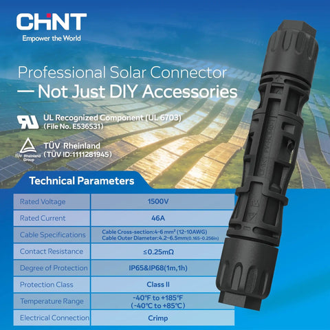 UL 6703 And TUV Certified Solar Panel Connectors Kit For 1500V 46A DC MC4 Compatible PV Cable Connectors packaging display