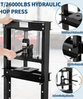 12 Ton H Frame Hydraulic Shop Press For Garage And Shop Use With Adjustable Height Stamping Plates And Built In Relief Valve For Bending Straightening Bearing And U Joint Work Car Repair And Pro Level DIY Projects, black steel frame