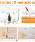 Dimensions of 2 Tier Pantry Lazy Susan Organizer For Kitchen Cabinets And Pantry Storage, 12 Inch By 10 Inch Square Turntable.