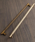 Six Pack Champagne Bronze Knurled Cabinet Pulls Set, 18 Inch Center To Center, zinc alloy drawer handles on wooden surface