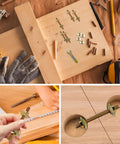 Real Deal M8 X 100Mm Countertop Connectors Kit Featuring 20 Heavy Duty Furniture Fasteners with tools on wood surface.