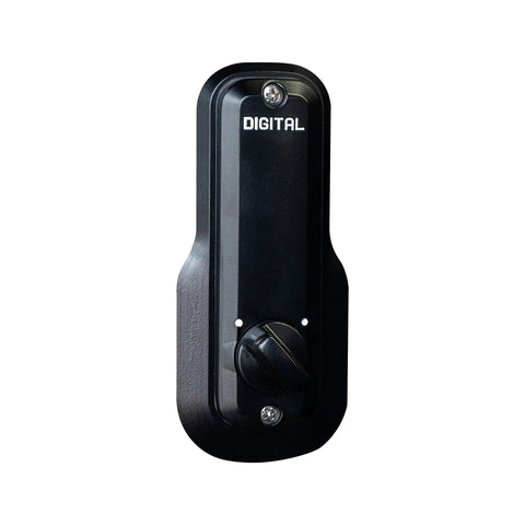 Black mechanical keyless deadbolt lock with push button access, adjustable deadbolt, easy programmable code, DIY ready.