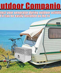 Heavy Duty Aluminum Generator Enclosure With Badass Weather Shield Secure Safety Lock Assembly And RV Ready Build For Outdoor Gear Storage And Road Trips near RV and bike.