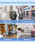 Pop Up Laundry Hamper 70L Collapsible Mesh Bin With Side Pocket And Reinforced Handles in bathroom, laundry room, dorm, bedroom