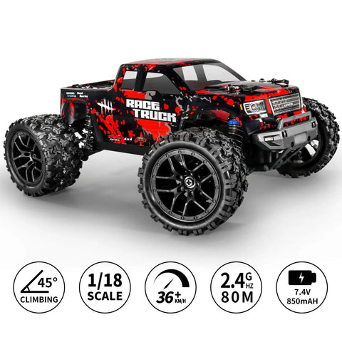 1:18 Scale All Terrain RC Car Be A Beast On Any Trail 36 KMH High Speed 4WD Electric Off Road Truck With 2 Batteries, Charger