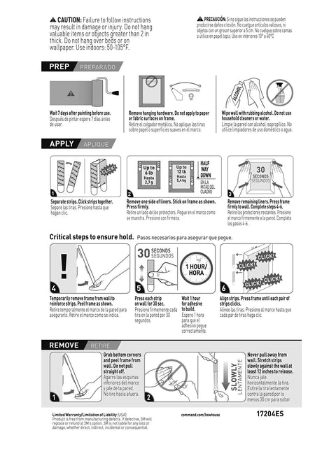 Instructions for Picture Hanging Strips Medium Black 24 Pairs Pack Holds Up To 12 Lbs Damage Free Decor No Holes No Residue Wall Safe Easy On Your Walls