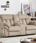Manual Recliner Sofa Set For Living Room Two Seat Loveseat With Overstuffed Armrests Ultra Cozy For TV Time And Lazy Sundays Perfect For Bedroom Or Office Light Brown