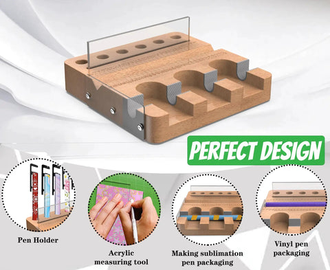 Dope Sublimation Pen Clamp For 0.4 Inch Pens Silicone Grip Holder with wooden design and multiple slots for DIY crafting