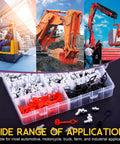 SAE Hydraulic Grease Fittings Kit With Plastic Caps, 181-Piece Zerk Fitting Assortment including applications like forklifts and excavators