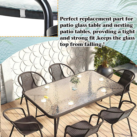 Patio table with 16 Pack Table Rim Clips For Glass And Acrylic Tabletops Nylon White Clips One And One Quarter Inch By Thirteen Sixteenths Inch