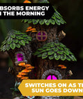 Mystic Gnome Fairy House Solar Light For Outdoor Decor Color Changing Led Garden Lantern with green roof and pink windows