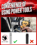 Power tool using Spike Lug Nut Socket Key For Stripped Lug Nuts, 19Mm Hex Universal Drive Spike Lug Nut Socket Tool on a car wheel