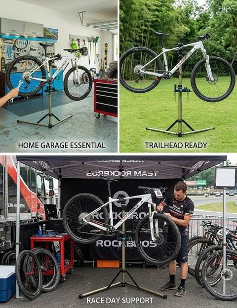 Heavy Duty Bike Repair Stand For Mountain And Road Bikes, Stable 80 Lbs Capacity, Four Leg Support in garage and outdoor use