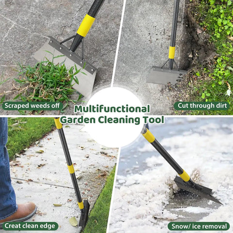 All In One Garden Flat Shovel With A 60 Inch Long Handle Heavy Duty Floor Scraper For Snow And Ice Removal And Lawn Edging