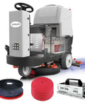 Micro Ride On Floor Scrubber Dryer Kit 22 Inch Cleaning Path 25 Gallon Capacity Up To 55,000 Sq Ft Per Hour Lithium Battery Fast Charge