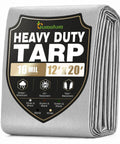 Beefy 12x20 Ft Waterproof Tarp 16 Mil Heavy Duty Poly Tarp With Reinforced Edges And Brass Grommets, UV Blocking, Tear Resistant