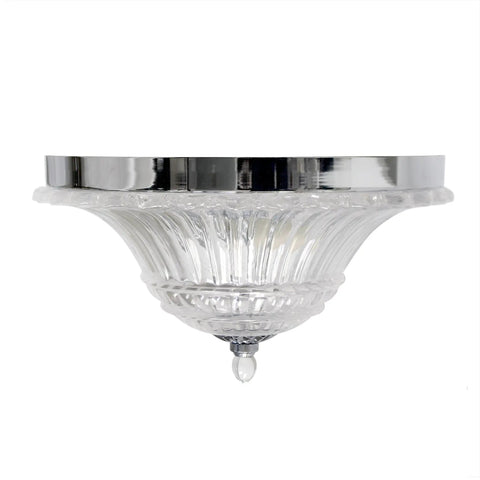 Two Light Glass Ceiling Light With Glacier Petal Shade In Chrome Finish Modern Flush Mount Ceiling Fixture For Living Room And Hallway
