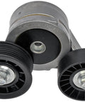 Heavy Duty Accessory Drive Belt Tensioner Assembly Straight Bolt On Direct Replacement with dual pulleys for smooth engine performance.