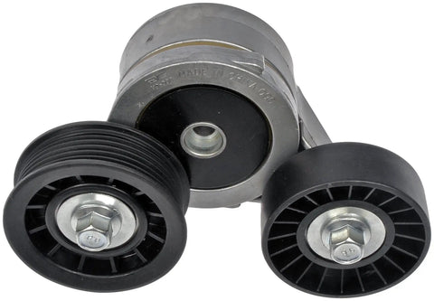 Heavy Duty Accessory Drive Belt Tensioner Assembly Straight Bolt On Direct Replacement with dual pulleys for smooth engine performance.