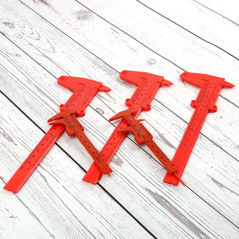 Depth Vernier Caliper Micrometer Gauge Measuring Tool, Multifunctional Depth Caliper in red color, displayed on wooden surface.