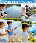 Kids enjoying fishing with Kids Fishing Pole With Spincast Reel Telescopic Rod Full Gear Kit Pink 150cm Easy Cast Travel
