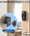 Anti Theft Video Doorbell Mount With No Drill Adjustable Bracket And Waterproof Cover, Keeps Sensor Clear, Apartment Door Camera Mount For Inward Swinging Doors, Compatible With Orbitell SnapGlow BITEPASS SearByte KyraNexo ElioVana, no-drill clamp on door