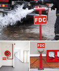 Rock Solid 2 Pack FDC Sign For Fire Department Connection Made From Premium Aluminum Outdoor Plaque High Visibility And Weather Resistant With A Hella Smooth Install At 10 By 7 Inches on fire hydrants and walls.