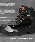 Men's Steel Toe Work Boots Full Grain Leather With Oil And Slip Resistant Puncture Proof Construction Breathable Lining