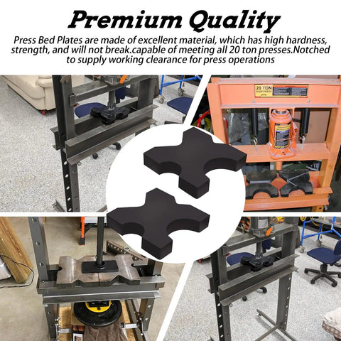 H Frame Hydraulic Shop Press Plate With Four Notches 1 Inch By 5 Inch By 5 Inch Heavy Duty Steel Bed Plates For 20 Ton Shop Presses