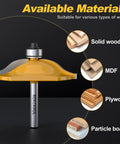 Solid Ogee Router Bit Set For Fine Woodworking with tungsten carbide blades suitable for solid wood, MDF, plywood, and particle board.