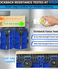 Shop Floor Safe Dual Leg Featherboard For Table Saws And Router Tables Anti Kickback Accessory With Flexible Arms Keep Material Locked Tight And Nail Perfect Cuts Every Single Time In Blue Two Pack with dual-leg support tested for 45lbs kickback.