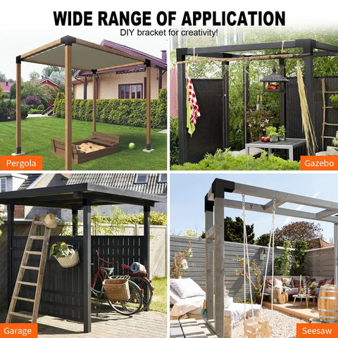 Three Way Pergola Corner Brackets Kit For Five And A Half Inch Beams Right Corner Heavy Duty Steel DIY Woodwork Hardware For Patio Gazebos Pergolas And Log Cabins Four Pack
