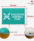 No Nonsense Heavy Duty Reflective Emergency Assembly Point Sign in 14x10 inch aluminum with 40 mil thickness and mounting holes.