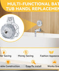 MXT11 Compatible Shower Volume And Temperature Handle Replacement For Mixet Tub And Shower Faucets Clear Acrylic Knob shown by bathtub
