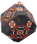 Multi Sided Archery Target Block With Self Healing XPE Foam Core And Polymer Fiber, 12 Inch Square, angled view with target designs