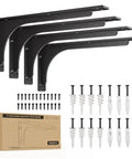 14 Inch L Bracket With Beam Heavy Duty Shelf Brackets Black 300 Pound Capacity Wall Mounted Supports For Floating Shelves DIY Hardware Included Pack Of 4 with mounting screws and anchors