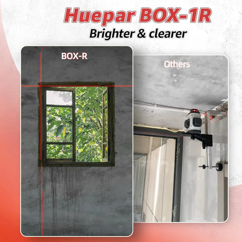 Self Leveling Laser Level With 150 Feet Range Pulse Mode Red Cross Line 150 Degree Vertical And 130 Degree Horizontal Projection 360 Degree Magnetic Base IP54 Dust And Water Resistant Indoor And Outdoor Layouts Pro Grade Tool comparing brightness with other laser levels.