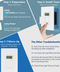 Installation guide for Programmable Digital Timer Switch For Lights, Fans, And Motors With Simple Setup, 7 Day Scheduling And 18 On Off Settings.