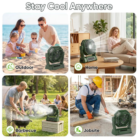 Must Have All In One Portable Fan With LED Lantern 20000mAh Battery Four Speeds in outdoor, home, barbecue, job site settings
