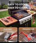 Bristle Free BBQ Grill Brush With 17 Inch Cool Touch Handle Steam Cleaner on gas grill, rinse clean, dishwasher safe features