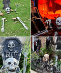 Graveyard Groundbreaker Skeleton Set With Realistic Skull And Arm Stakes For Outdoor Halloween Yard Decor in spooky display